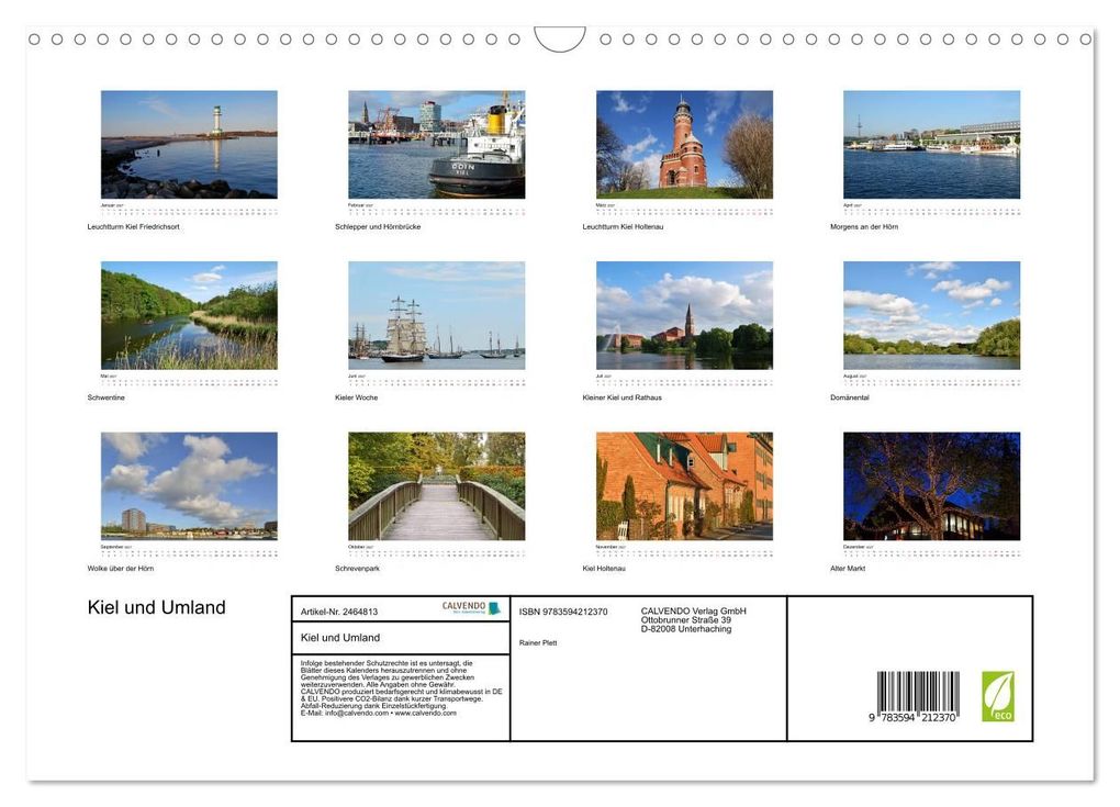 Weitere Ansicht: Kiel und Umland (Wandkalender 2027 DIN A3 quer), CALVENDO Monatskalender | Rainer Plett, Calvendo
