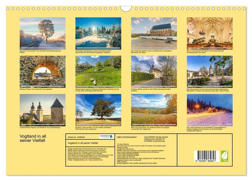 Weitere Ansicht: Vogtland in all seiner Vielfalt (Wandkalender 2027 DIN A3 quer), CALVENDO Monatskalender | Ulrich Männel, Calvendo