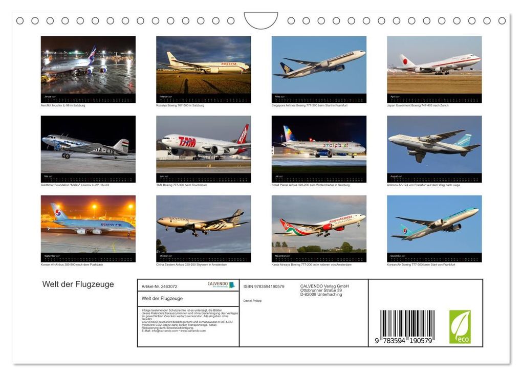 Weitere Ansicht: Welt der Flugzeuge (Wandkalender 2027 DIN A4 quer), CALVENDO Monatskalender | Daniel Philipp, Calvendo