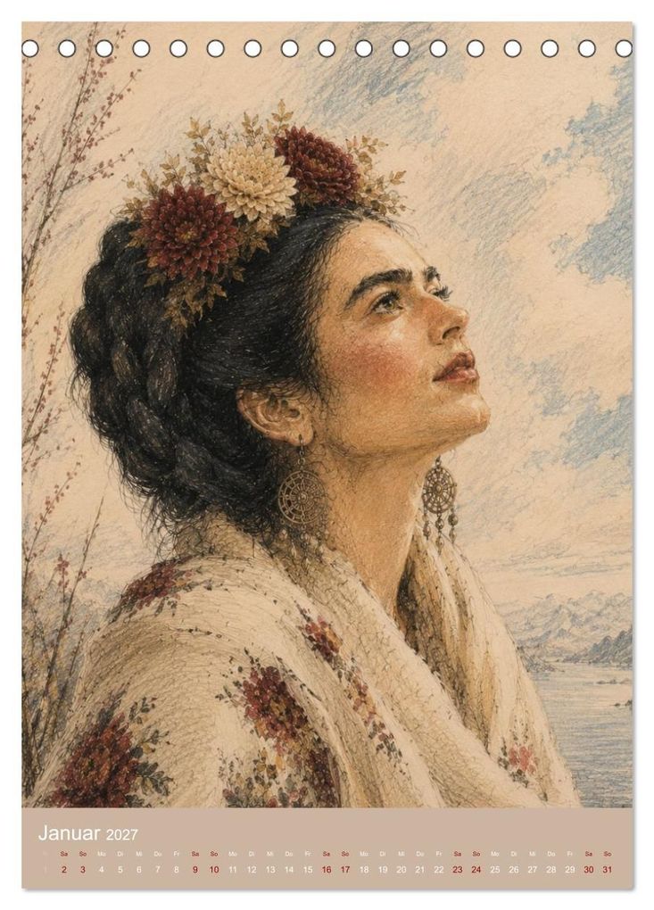 Weitere Ansicht: Freude im Haar. Leid im Herzen. Eine Hommage an Frida Kahlo (Tischkalender 2027 DIN A5 hoch), CALVENDO Monatskalender | Rose el Rose, Calvendo
