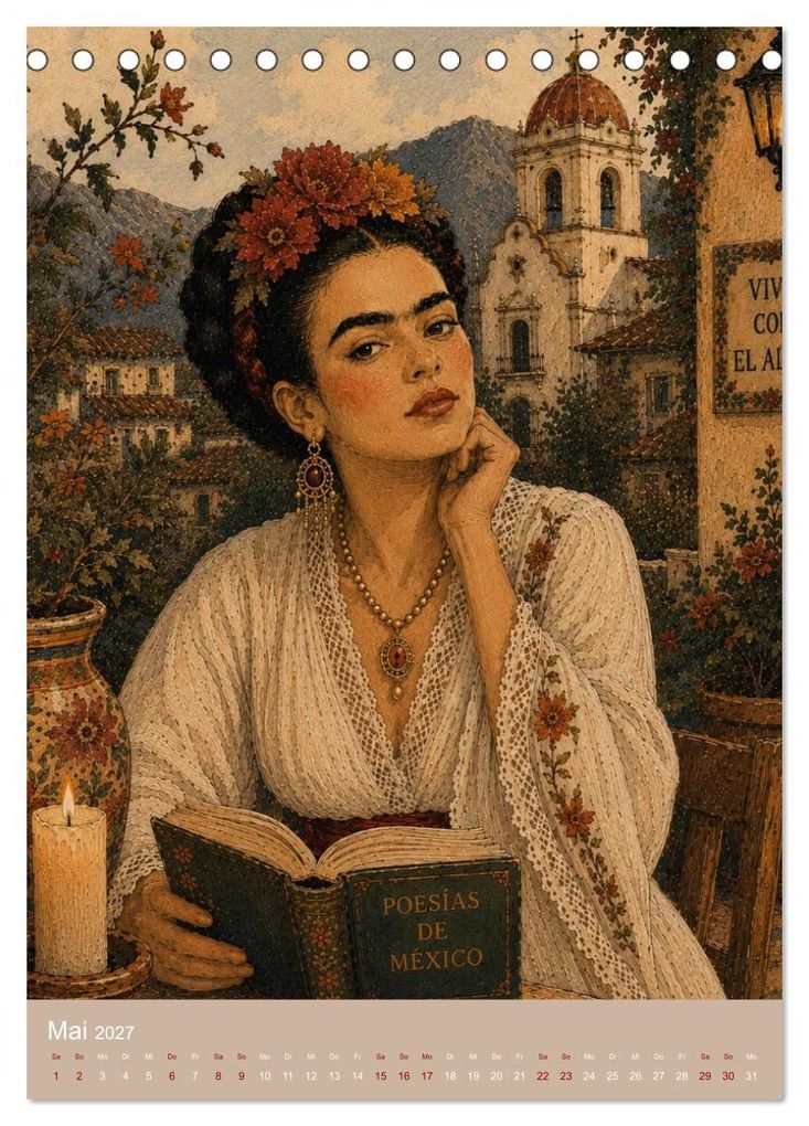 Weitere Ansicht: Freude im Haar. Leid im Herzen. Eine Hommage an Frida Kahlo (Tischkalender 2027 DIN A5 hoch), CALVENDO Monatskalender | Rose el Rose, Calvendo