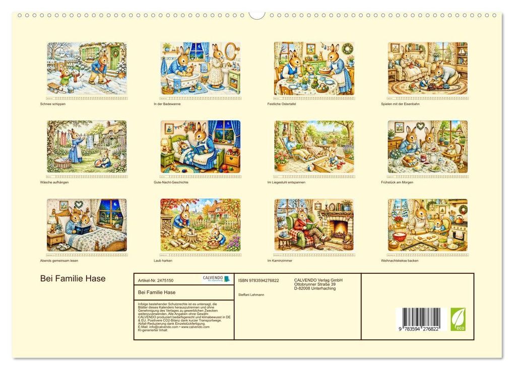 Weitere Ansicht: Bei Familie Hase (hochwertiger Premium Wandkalender 2027 DIN A2 quer), Kunstdruck in Hochglanz | Steffani Lehmann, Calvendo