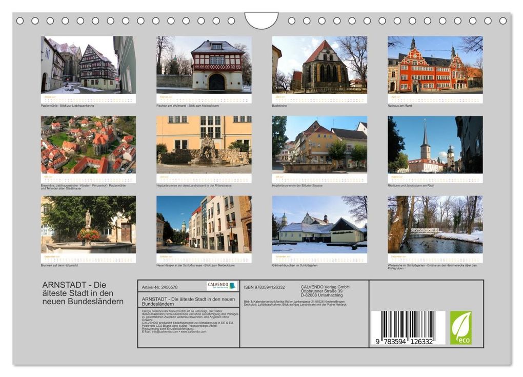 Weitere Ansicht: ARNSTADT - Die älteste Stadt in den neuen Bundesländern (Wandkalender 2027 DIN A4 quer), CALVENDO Monatskalender | Bild- & Kalenderverlag Monika Müller, Calvendo