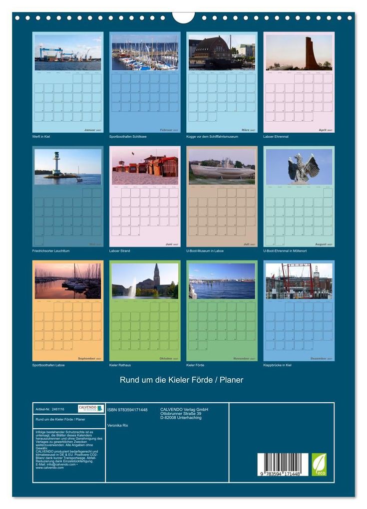Weitere Ansicht: Rund um die Kieler Förde / Planer (Wandkalender 2027 DIN A3 hoch), CALVENDO Monatskalender | Veronika Rix, Calvendo