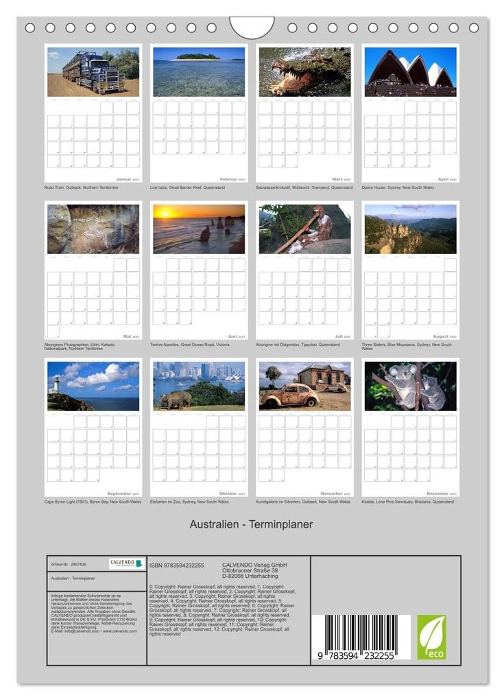Weitere Ansicht: Australien - Terminplaner (Wandkalender 2027 DIN A4 hoch), CALVENDO Monatskalender | Rainer Grosskopf, Calvendo