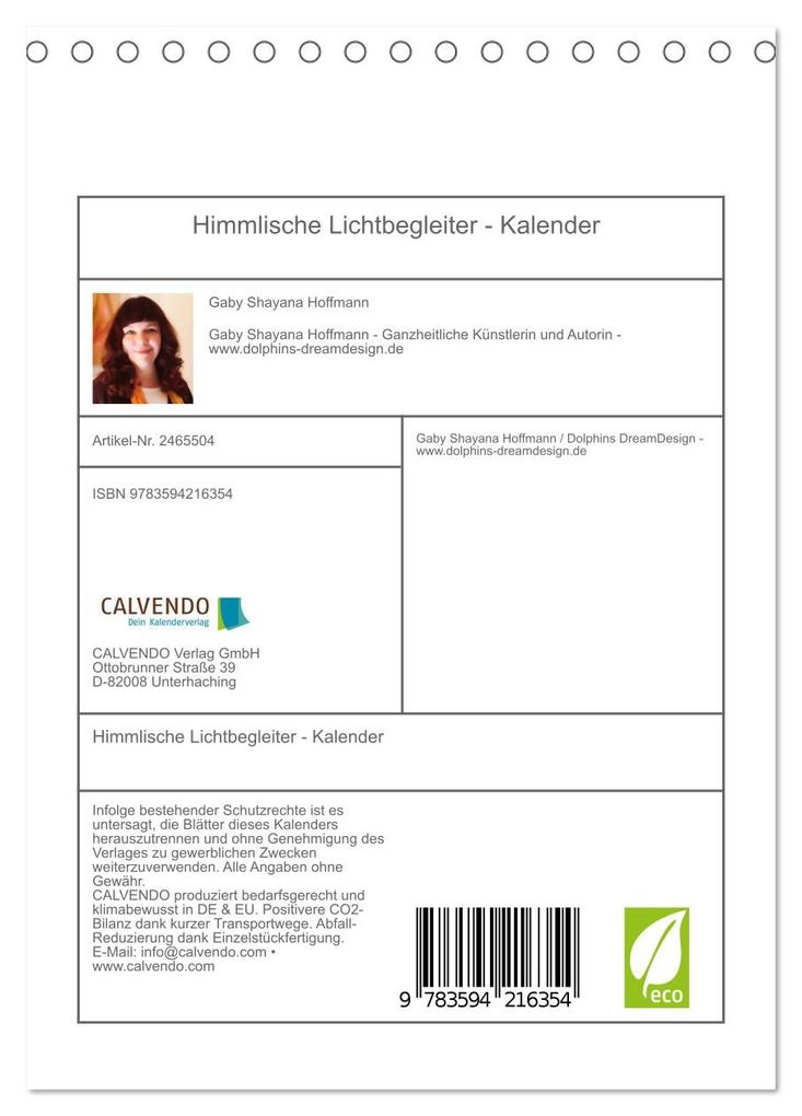 Weitere Ansicht: Himmlische Lichtbegleiter - Kalender (Tischkalender 2027 DIN A5 hoch), CALVENDO Monatskalender | Gaby Shayana Hoffmann, Calvendo