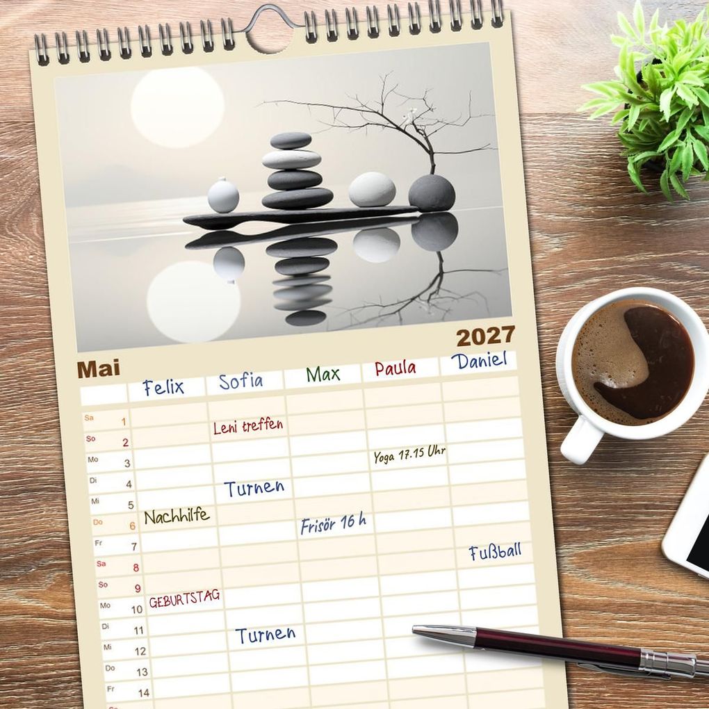 Weitere Ansicht: Familienplaner 2027 - Zen mit 5 Spalten (Wandkalender, 21 x 45 cm) CALVENDO | Cathrin Illgen, Calvendo