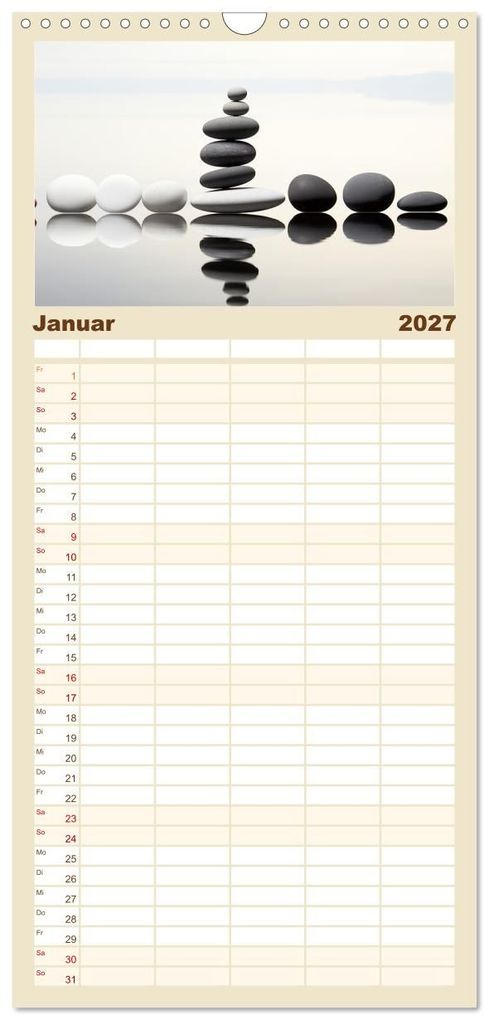 Weitere Ansicht: Familienplaner 2027 - Zen mit 5 Spalten (Wandkalender, 21 x 45 cm) CALVENDO | Cathrin Illgen, Calvendo