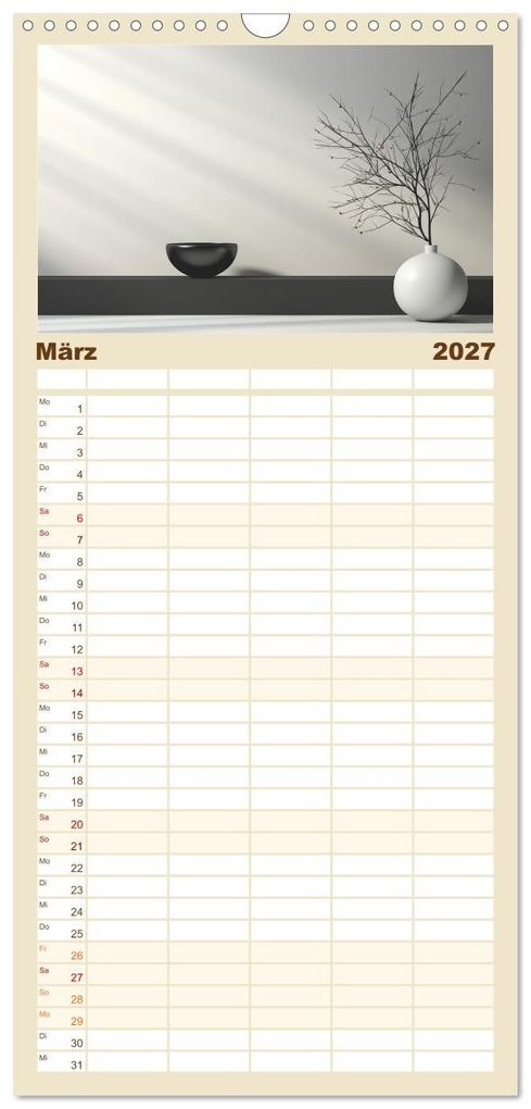 Weitere Ansicht: Familienplaner 2027 - Zen mit 5 Spalten (Wandkalender, 21 x 45 cm) CALVENDO | Cathrin Illgen, Calvendo