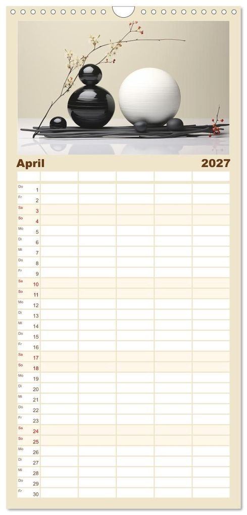 Weitere Ansicht: Familienplaner 2027 - Zen mit 5 Spalten (Wandkalender, 21 x 45 cm) CALVENDO | Cathrin Illgen, Calvendo