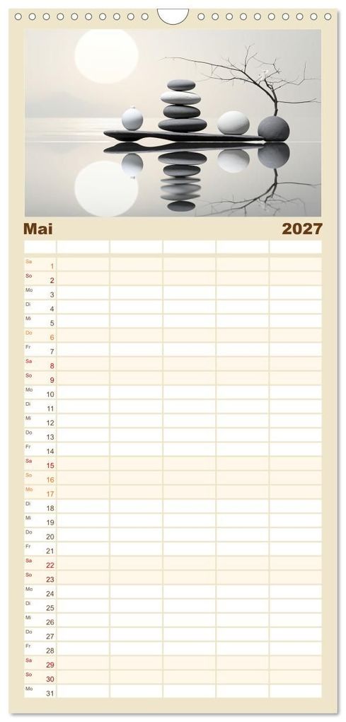 Weitere Ansicht: Familienplaner 2027 - Zen mit 5 Spalten (Wandkalender, 21 x 45 cm) CALVENDO | Cathrin Illgen, Calvendo