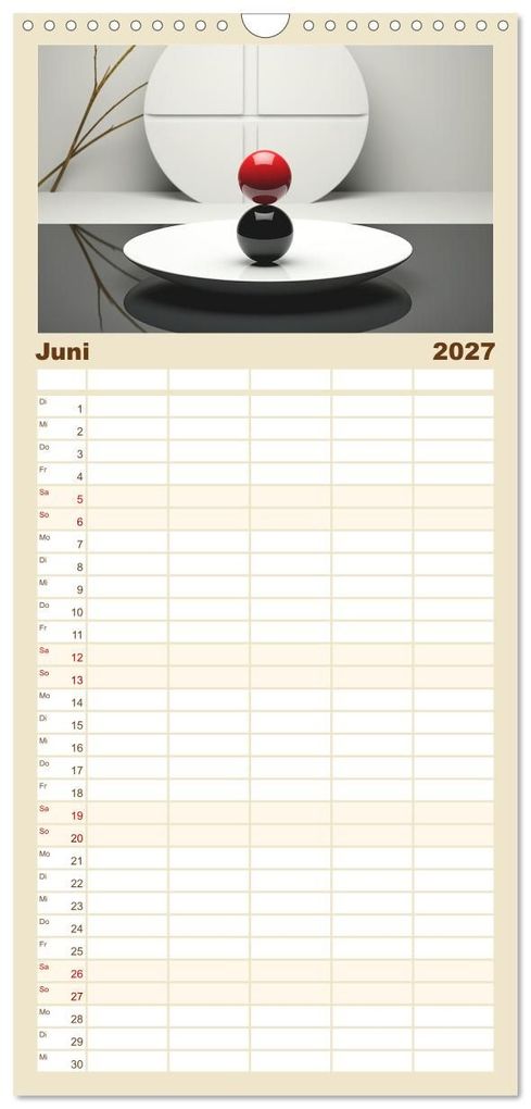Weitere Ansicht: Familienplaner 2027 - Zen mit 5 Spalten (Wandkalender, 21 x 45 cm) CALVENDO | Cathrin Illgen, Calvendo