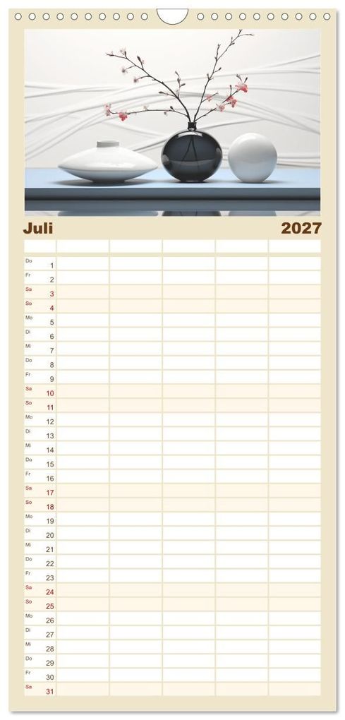 Weitere Ansicht: Familienplaner 2027 - Zen mit 5 Spalten (Wandkalender, 21 x 45 cm) CALVENDO | Cathrin Illgen, Calvendo