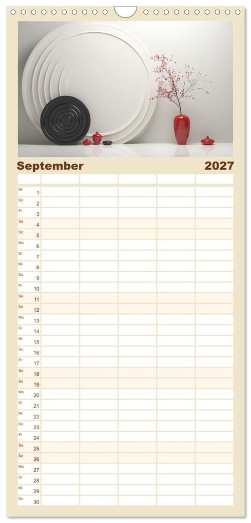 Weitere Ansicht: Familienplaner 2027 - Zen mit 5 Spalten (Wandkalender, 21 x 45 cm) CALVENDO | Cathrin Illgen, Calvendo