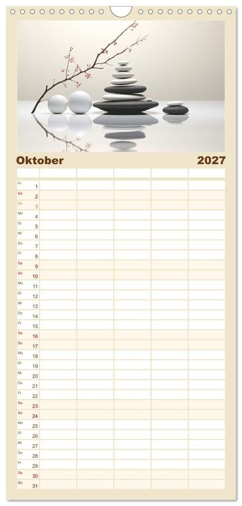 Weitere Ansicht: Familienplaner 2027 - Zen mit 5 Spalten (Wandkalender, 21 x 45 cm) CALVENDO | Cathrin Illgen, Calvendo