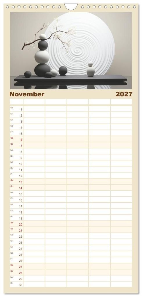 Weitere Ansicht: Familienplaner 2027 - Zen mit 5 Spalten (Wandkalender, 21 x 45 cm) CALVENDO | Cathrin Illgen, Calvendo