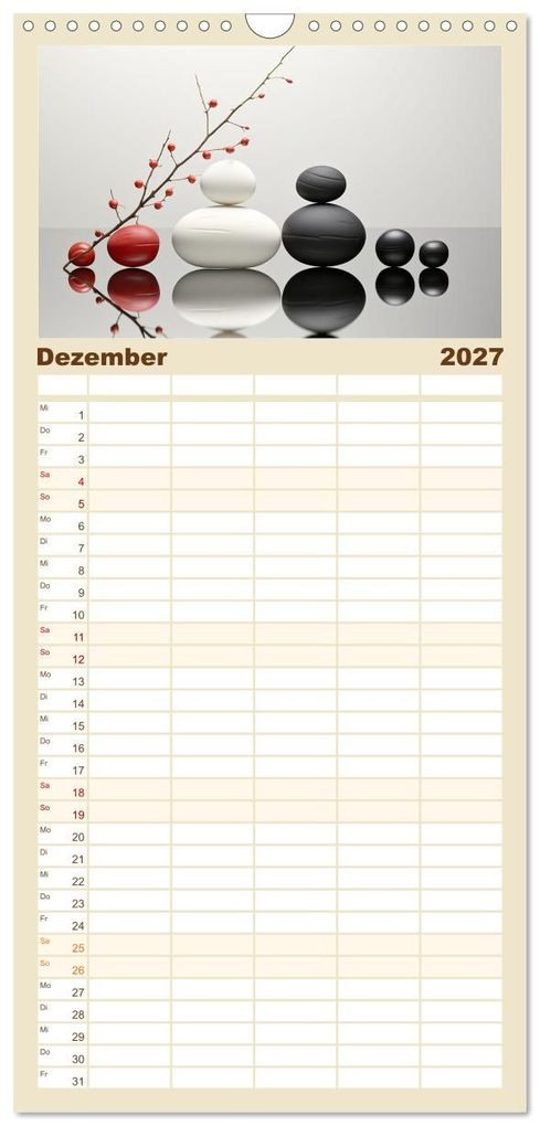 Weitere Ansicht: Familienplaner 2027 - Zen mit 5 Spalten (Wandkalender, 21 x 45 cm) CALVENDO | Cathrin Illgen, Calvendo
