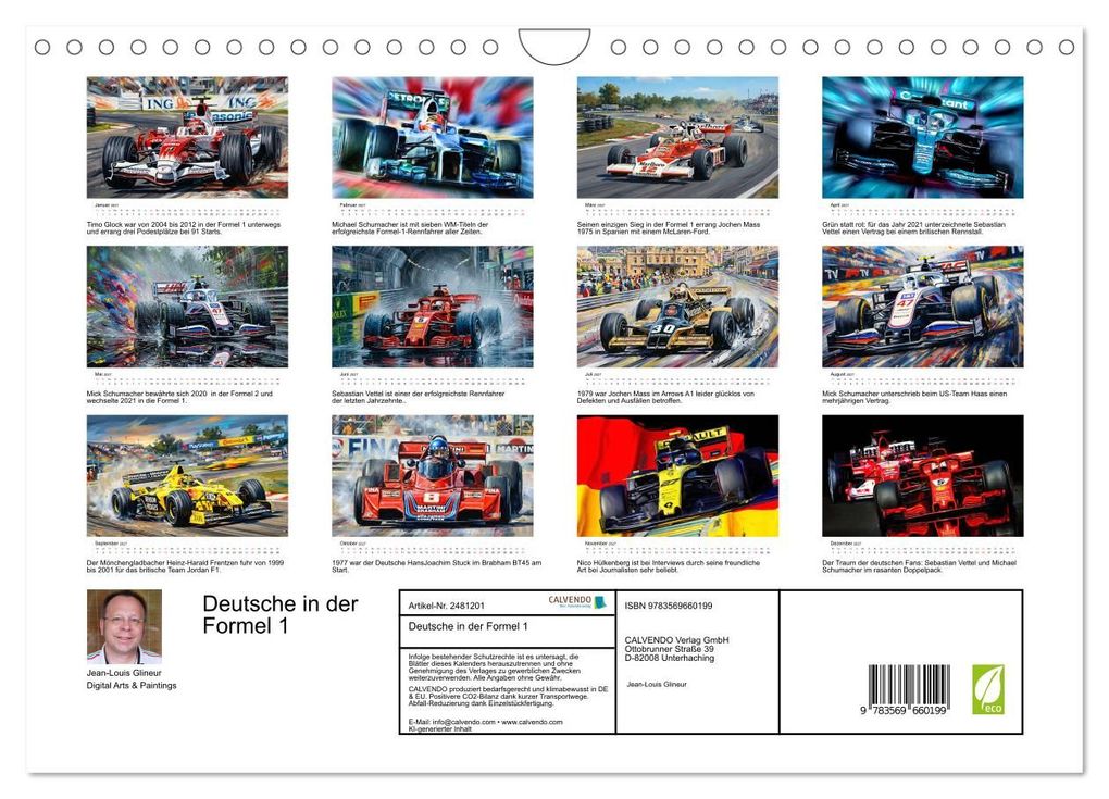 Weitere Ansicht: Deutsche in der Formel 1 (Wandkalender 2027 DIN A4 quer), CALVENDO Monatskalender | Jean-Louis Glineur, Calvendo