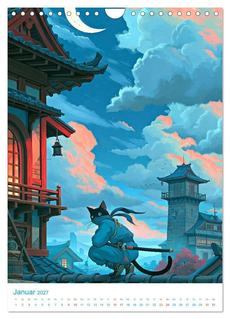 Weitere Ansicht: Ninja-Katzen - im Anime-Stil (Wandkalender 2027 DIN A4 hoch), CALVENDO Monatskalender | Val Thoermer, Calvendo