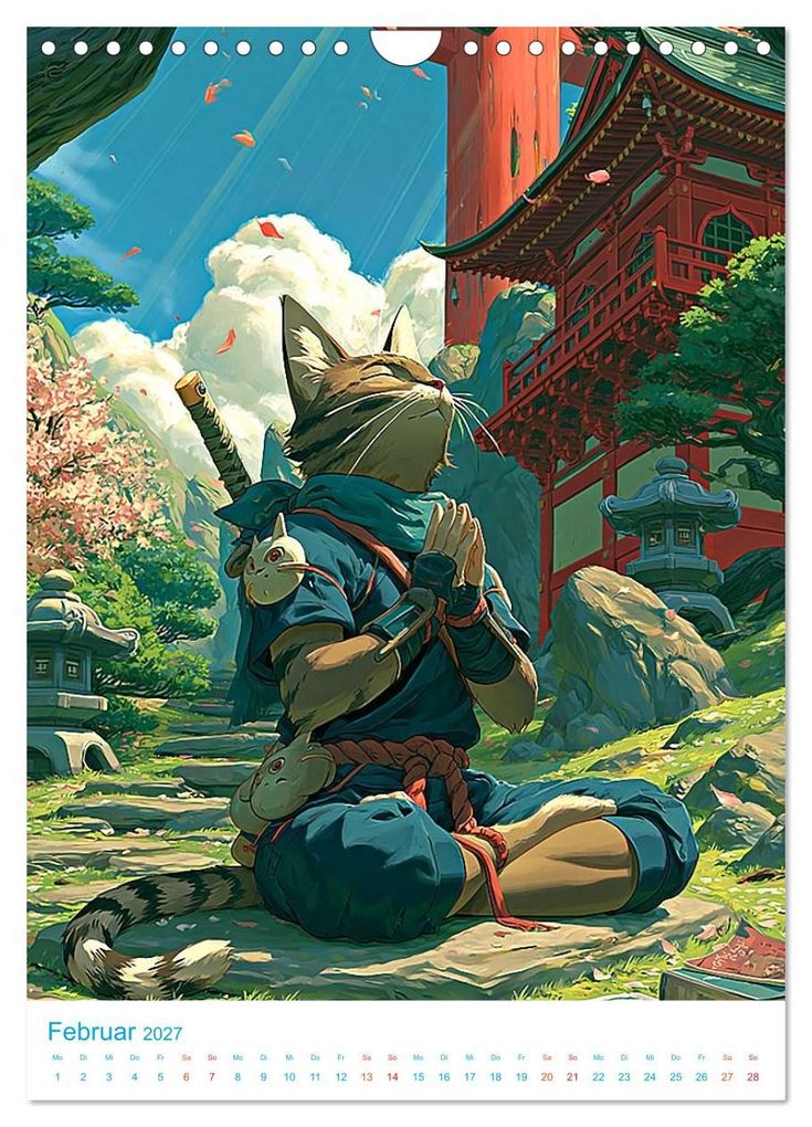 Weitere Ansicht: Ninja-Katzen - im Anime-Stil (Wandkalender 2027 DIN A4 hoch), CALVENDO Monatskalender | Val Thoermer, Calvendo