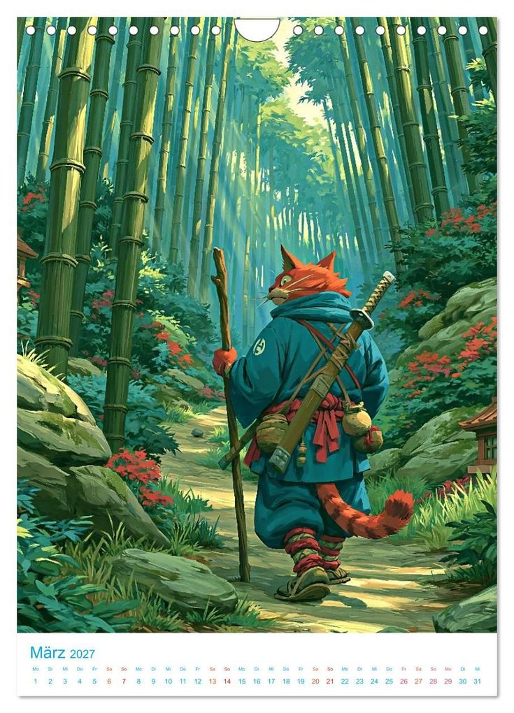 Weitere Ansicht: Ninja-Katzen - im Anime-Stil (Wandkalender 2027 DIN A4 hoch), CALVENDO Monatskalender | Val Thoermer, Calvendo