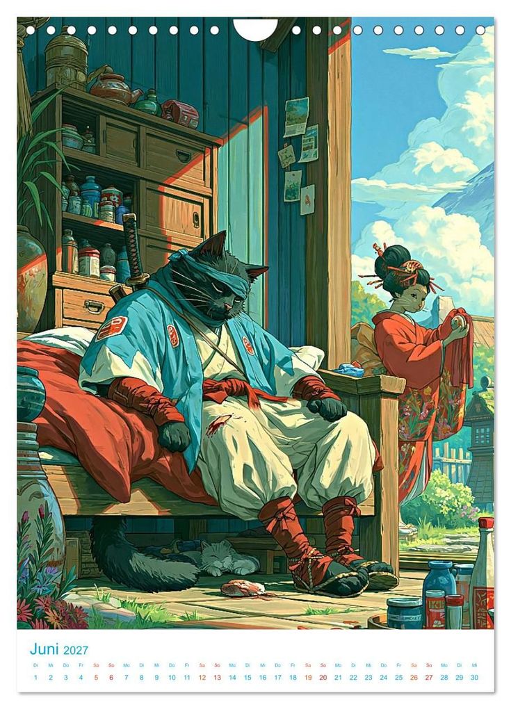 Weitere Ansicht: Ninja-Katzen - im Anime-Stil (Wandkalender 2027 DIN A4 hoch), CALVENDO Monatskalender | Val Thoermer, Calvendo
