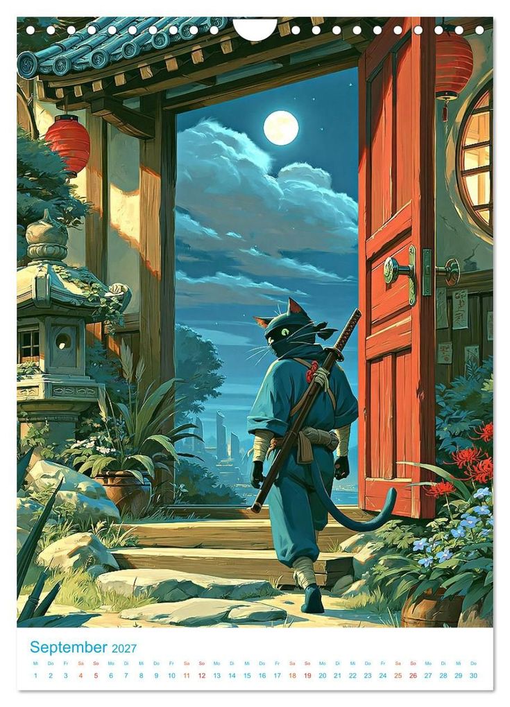 Weitere Ansicht: Ninja-Katzen - im Anime-Stil (Wandkalender 2027 DIN A4 hoch), CALVENDO Monatskalender | Val Thoermer, Calvendo