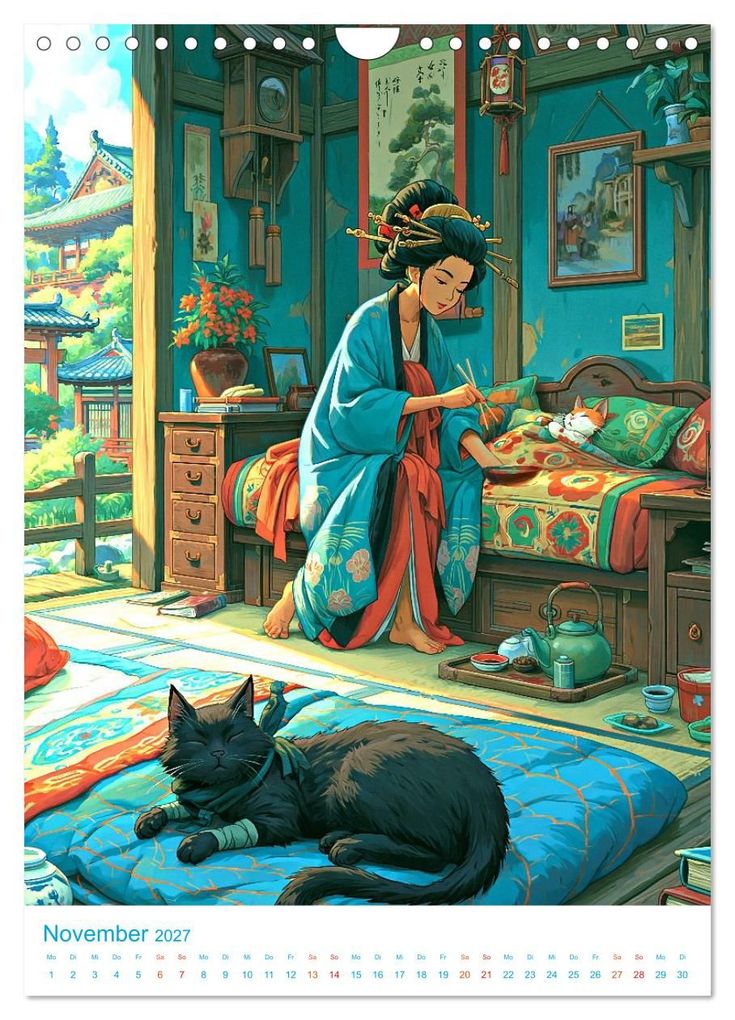Weitere Ansicht: Ninja-Katzen - im Anime-Stil (Wandkalender 2027 DIN A4 hoch), CALVENDO Monatskalender | Val Thoermer, Calvendo