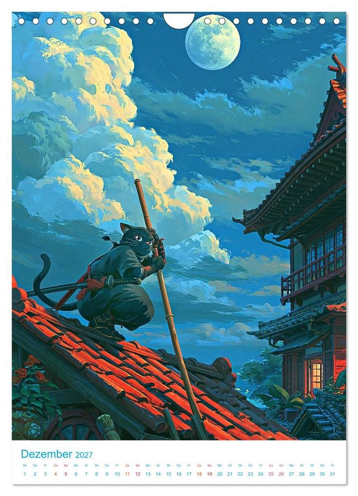 Weitere Ansicht: Ninja-Katzen - im Anime-Stil (Wandkalender 2027 DIN A4 hoch), CALVENDO Monatskalender | Val Thoermer, Calvendo