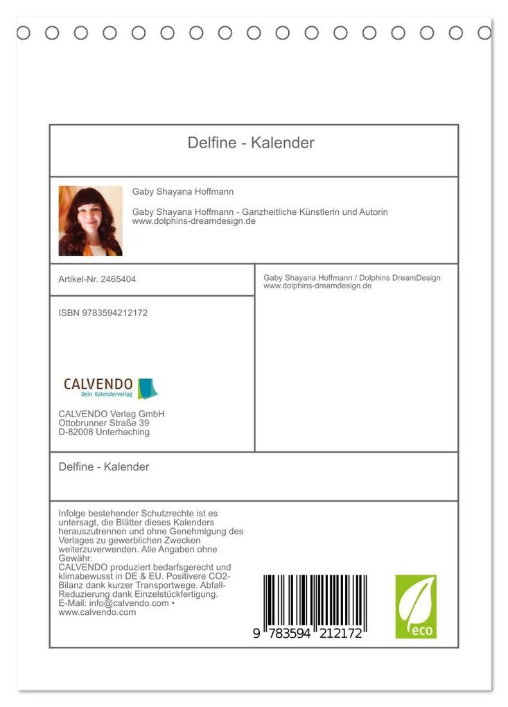 Weitere Ansicht: Delfine - Kalender (Tischkalender 2027 DIN A5 hoch), CALVENDO Monatskalender | Gaby Shayana Hoffmann, Calvendo