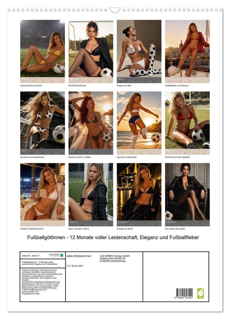 Weitere Ansicht: Fußballgöttinnen - 12 Monate voller Leidenschaft, Eleganz und Fußballfieber (Wandkalender 2027 DIN A2 hoch), CALVENDO Monatskalender | H.C. Studio 2027, Calvendo