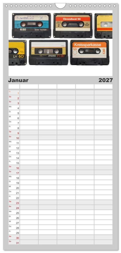 Weitere Ansicht: Familienplaner 2027 - Audio Tapes mit 5 Spalten (Wandkalender, 21 x 45 cm) CALVENDO | Oliver Gelbrich, Calvendo