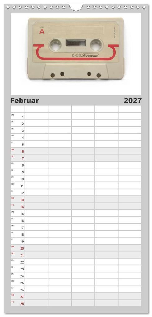 Weitere Ansicht: Familienplaner 2027 - Audio Tapes mit 5 Spalten (Wandkalender, 21 x 45 cm) CALVENDO | Oliver Gelbrich, Calvendo