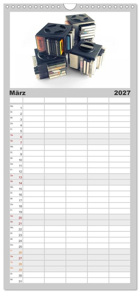 Weitere Ansicht: Familienplaner 2027 - Audio Tapes mit 5 Spalten (Wandkalender, 21 x 45 cm) CALVENDO | Oliver Gelbrich, Calvendo