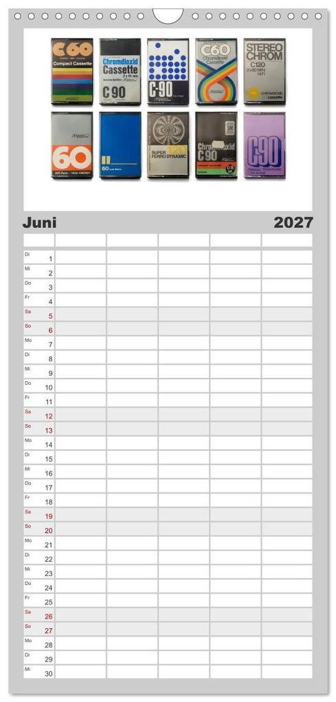 Weitere Ansicht: Familienplaner 2027 - Audio Tapes mit 5 Spalten (Wandkalender, 21 x 45 cm) CALVENDO | Oliver Gelbrich, Calvendo