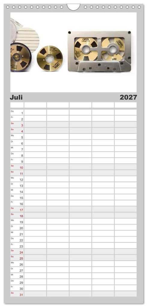 Weitere Ansicht: Familienplaner 2027 - Audio Tapes mit 5 Spalten (Wandkalender, 21 x 45 cm) CALVENDO | Oliver Gelbrich, Calvendo