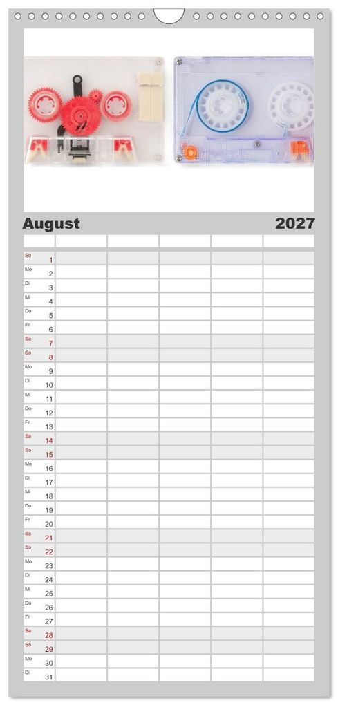 Weitere Ansicht: Familienplaner 2027 - Audio Tapes mit 5 Spalten (Wandkalender, 21 x 45 cm) CALVENDO | Oliver Gelbrich, Calvendo