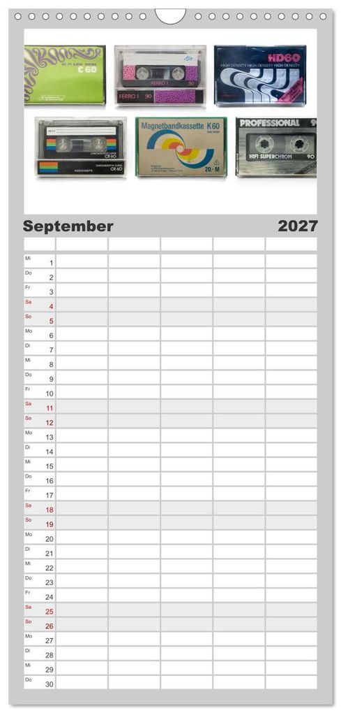 Weitere Ansicht: Familienplaner 2027 - Audio Tapes mit 5 Spalten (Wandkalender, 21 x 45 cm) CALVENDO | Oliver Gelbrich, Calvendo