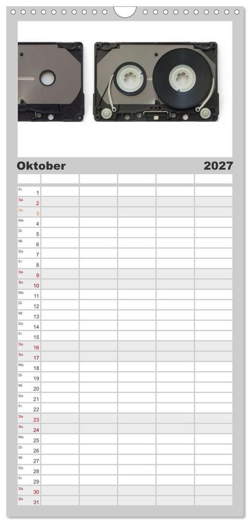 Weitere Ansicht: Familienplaner 2027 - Audio Tapes mit 5 Spalten (Wandkalender, 21 x 45 cm) CALVENDO | Oliver Gelbrich, Calvendo