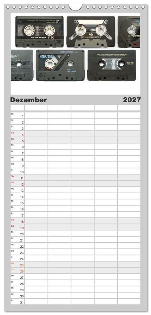 Weitere Ansicht: Familienplaner 2027 - Audio Tapes mit 5 Spalten (Wandkalender, 21 x 45 cm) CALVENDO | Oliver Gelbrich, Calvendo