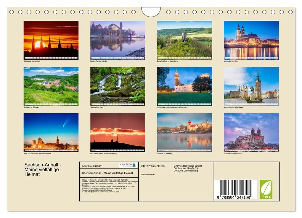 Weitere Ansicht: Sachsen-Anhalt - Meine vielfältige Heimat (Wandkalender 2027 DIN A4 quer), CALVENDO Monatskalender | Martin Wasilewski, Calvendo