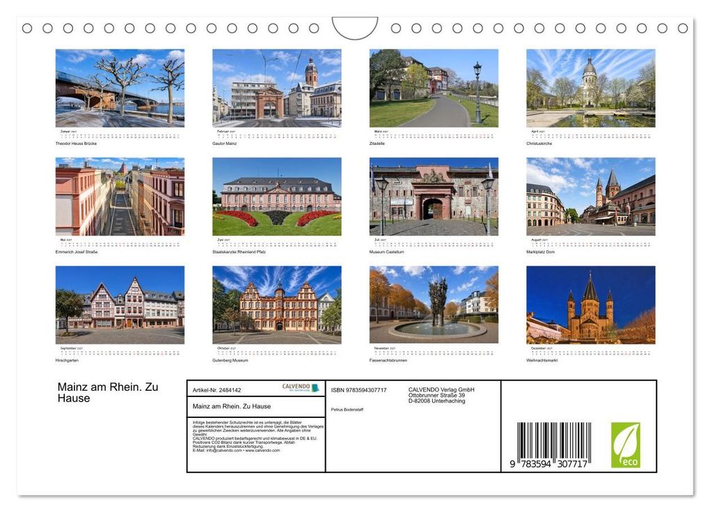 Weitere Ansicht: Mainz am Rhein. Zu Hause (Wandkalender 2027 DIN A4 quer), CALVENDO Monatskalender | Petrus Bodenstaff, Calvendo
