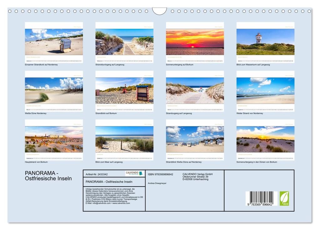 Weitere Ansicht: PANORAMA - Ostfriesische Inseln (Wandkalender 2027 DIN A3 quer), CALVENDO Monatskalender | Andrea Dreegmeyer, Calvendo