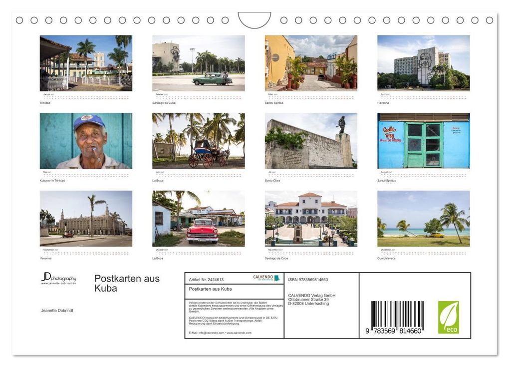 Weitere Ansicht: Postkarten aus Kuba (Wandkalender 2027 DIN A4 quer), CALVENDO Monatskalender | Jeanette Dobrindt, Calvendo