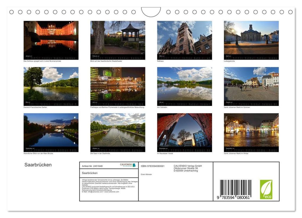 Weitere Ansicht: Saarbrücken (Wandkalender 2027 DIN A4 quer), CALVENDO Monatskalender | Erwin Altmeier, Calvendo