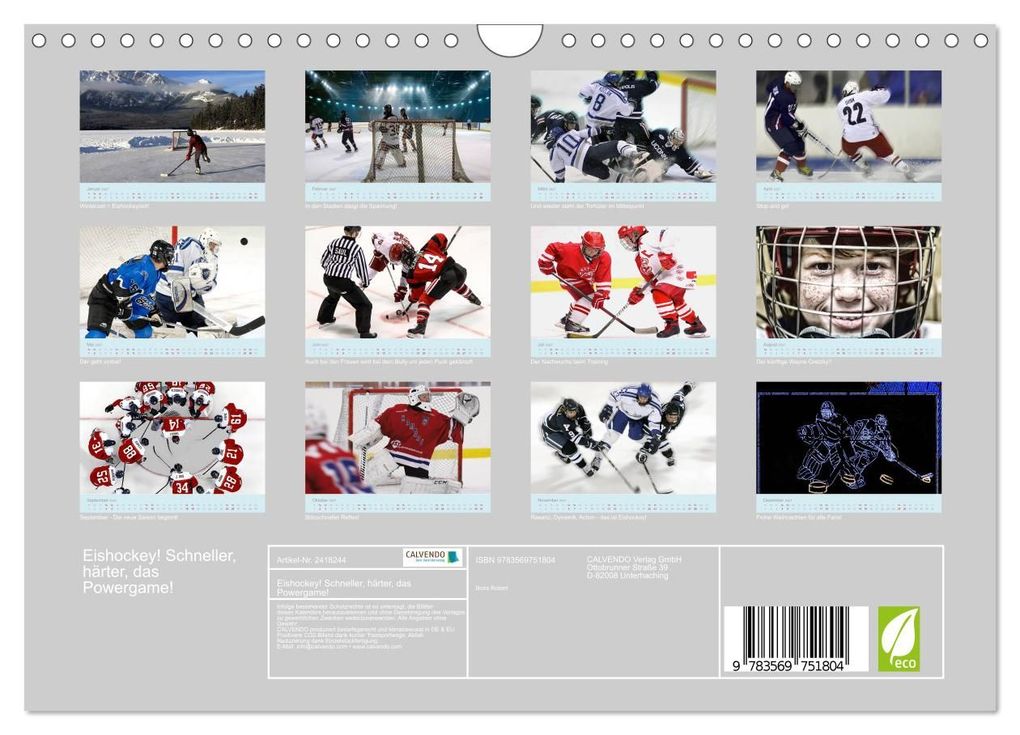 Weitere Ansicht: Eishockey! Schneller, härter, das Powergame! (Wandkalender 2027 DIN A4 quer), CALVENDO Monatskalender | Boris Robert, Calvendo
