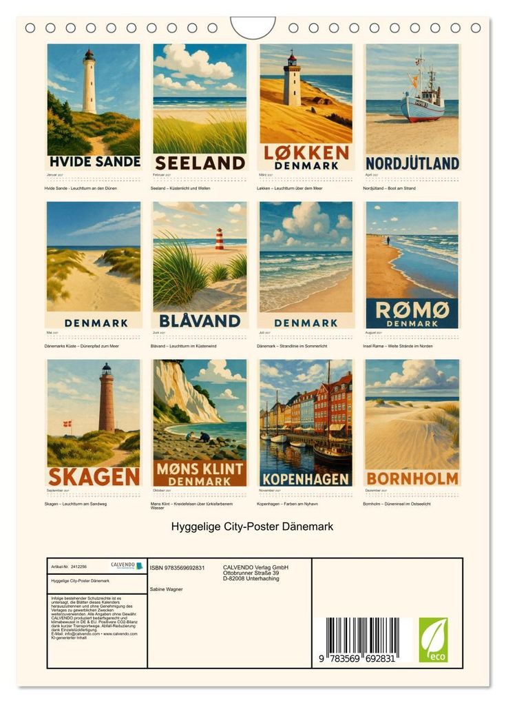 Weitere Ansicht: Hyggelige City-Poster Dänemark (Wandkalender 2027 DIN A4 hoch), CALVENDO Monatskalender | Sabine Wagner, Calvendo