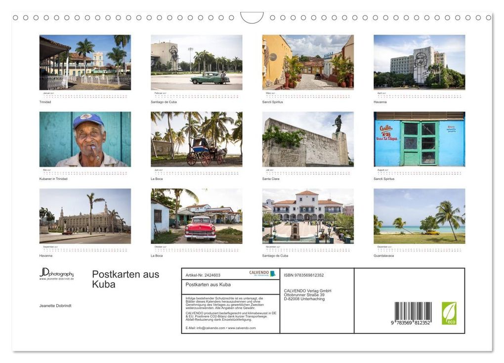 Weitere Ansicht: Postkarten aus Kuba (Wandkalender 2027 DIN A3 quer), CALVENDO Monatskalender | Jeanette Dobrindt, Calvendo
