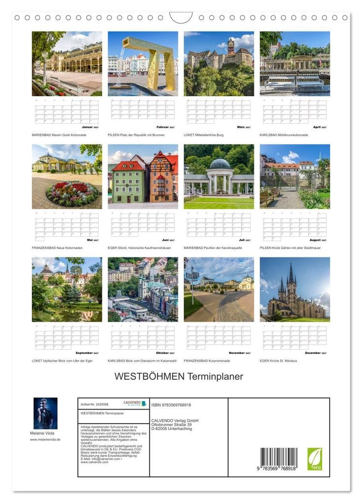 Weitere Ansicht: WESTBÖHMEN Terminplaner (Wandkalender 2027 DIN A3 hoch), CALVENDO Monatskalender | Melanie Viola, Calvendo