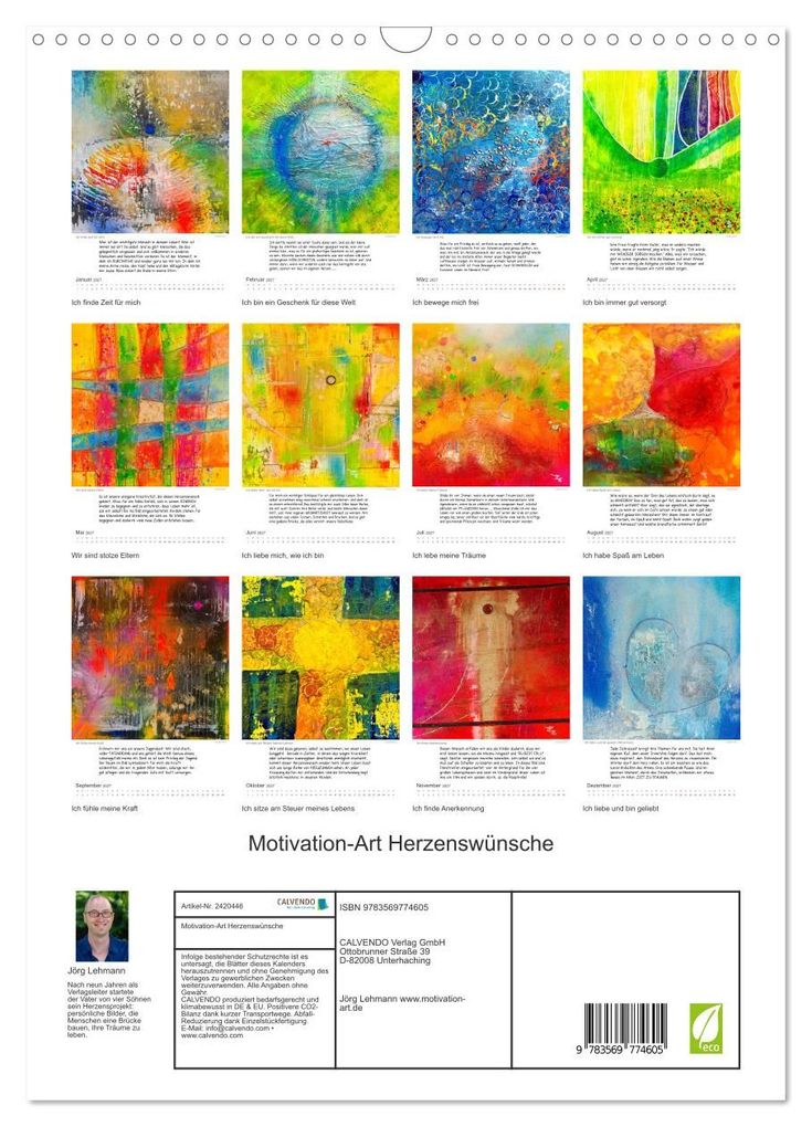 Weitere Ansicht: Motivation-Art Herzenswünsche (Wandkalender 2027 DIN A3 hoch), CALVENDO Monatskalender | Jörg Lehmann, Calvendo